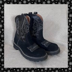 ARIAT FATBABY 14705 Black Suede & Leather Cowboy Boots